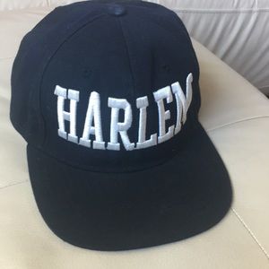 Mu:ka Headwear black cap White HARLEM embroidery